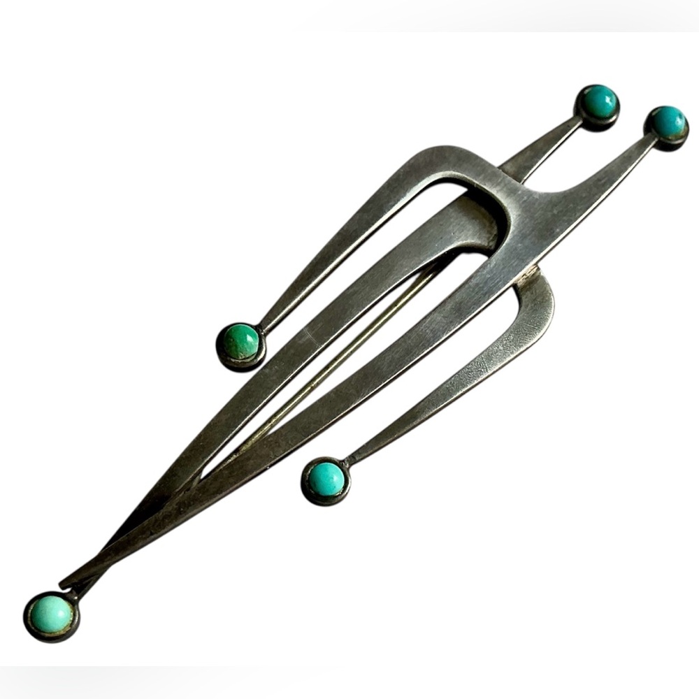 Kinetic Mid Century Modern Design Unisex Brooch - Stamped 925 ISRAEL - c 6.6 gms